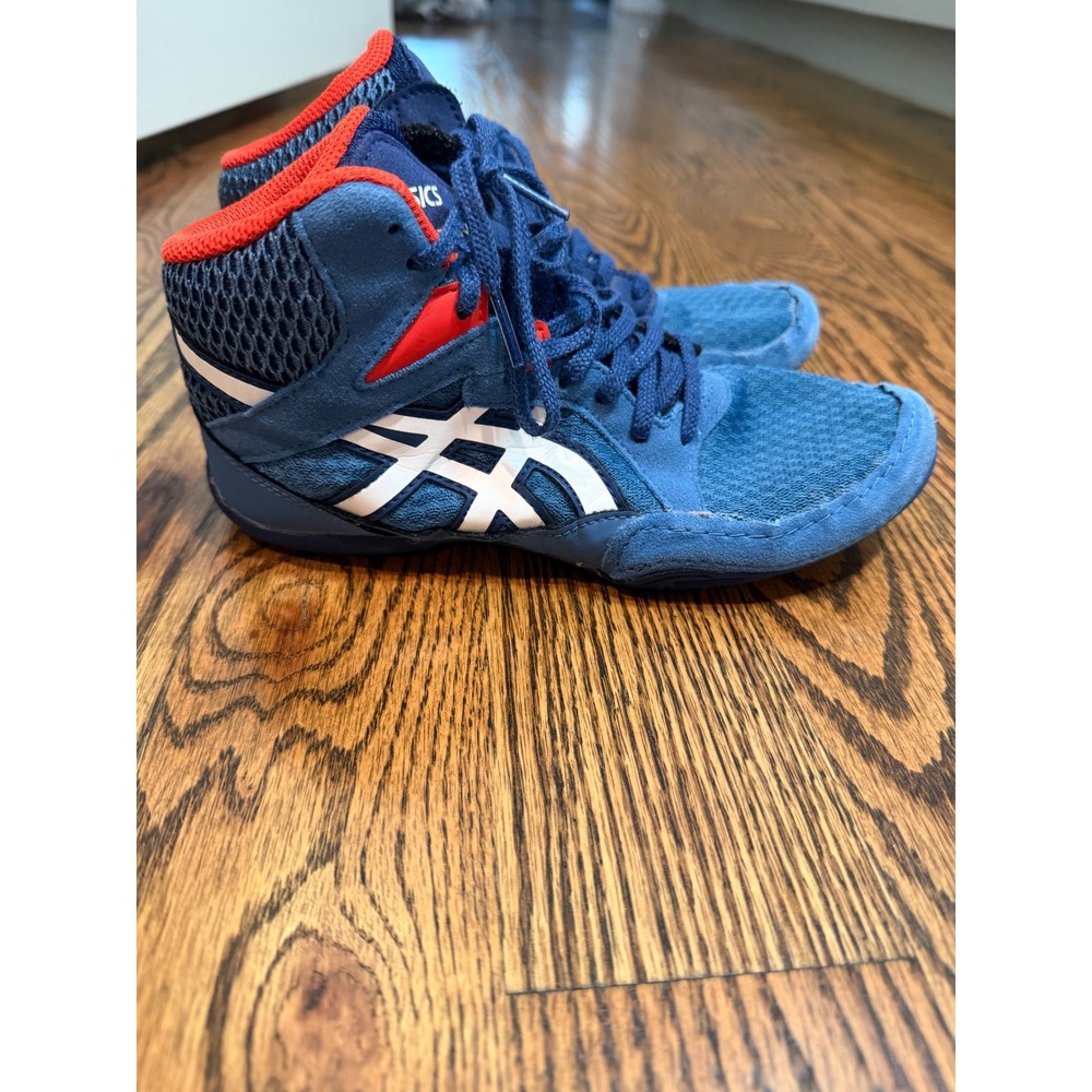 Asics Snapdown Kids Wrestling Shoes Blue Red 1084A009 Size 4.5Y